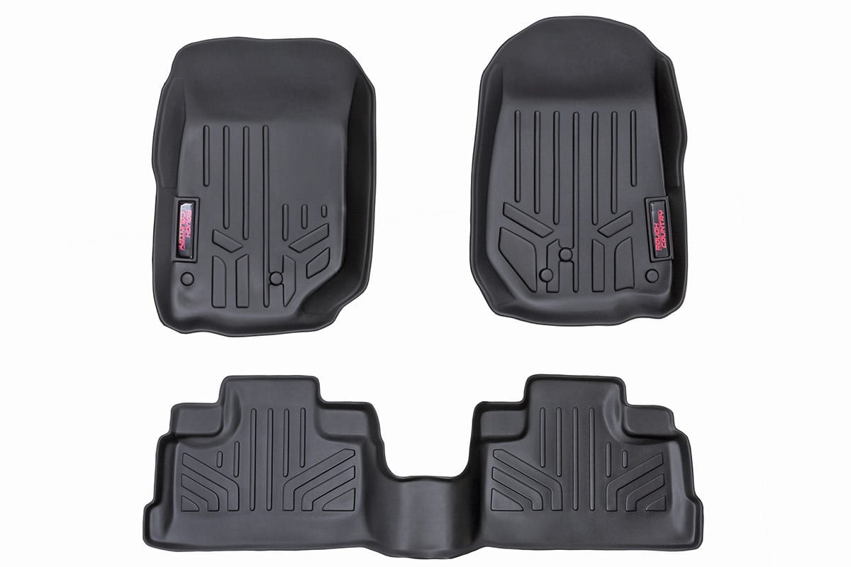 Jeep Wrangler Floor Mats - Front + Rear - Rough Country - Heavy Duty Floor Armor - '07-'13
